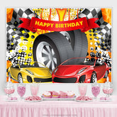 Lofaris Race Car Hot Wheel Happy Birthday Backdrop For Male